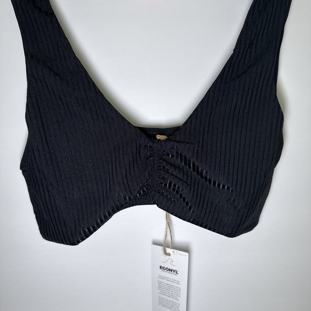 NWT Desert Dreamer Black Ribbed Bikini Top Woman's Size Medium